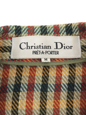 チェックパターンスクエアボタンジャケット グリーン/レッド/イエロー