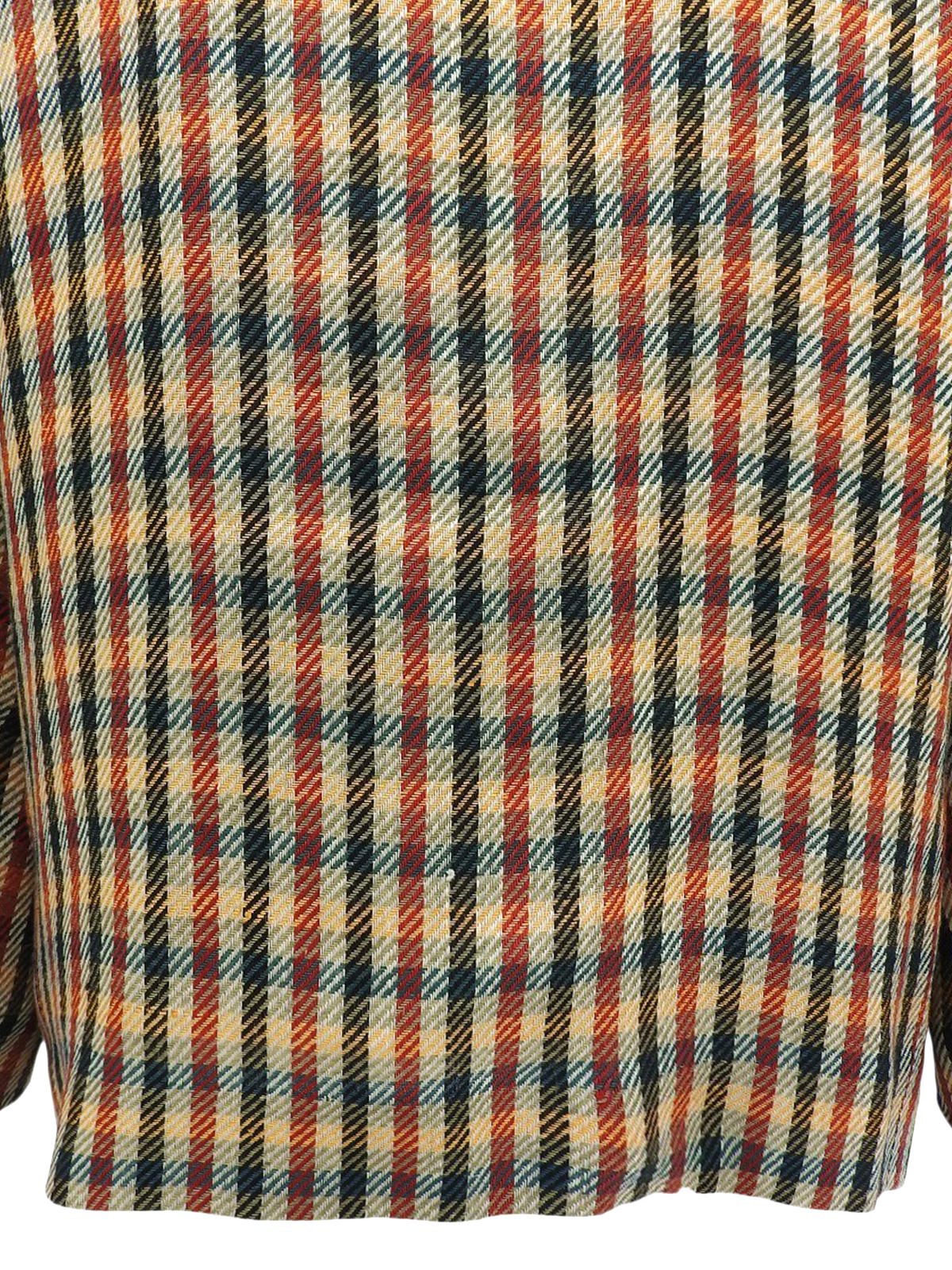 チェックパターンスクエアボタンジャケット グリーン/レッド/イエロー