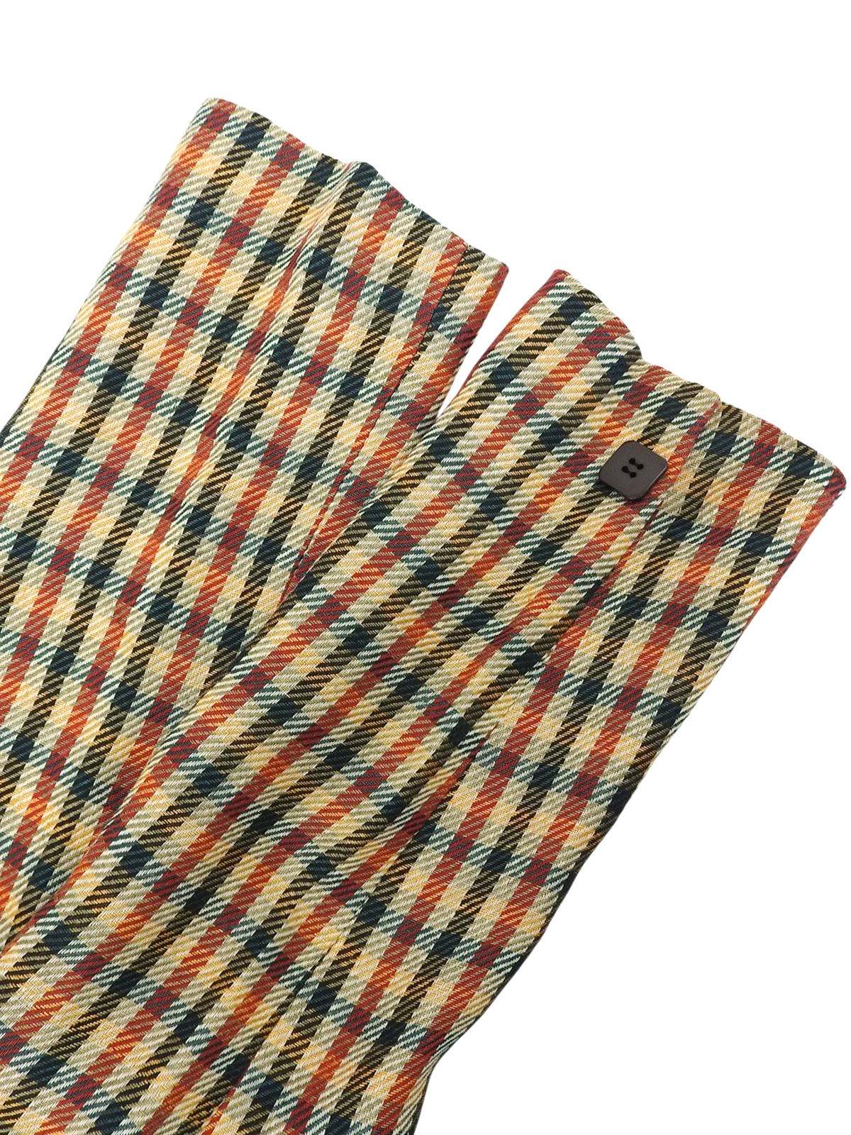 チェックパターンスクエアボタンジャケット グリーン/レッド/イエロー