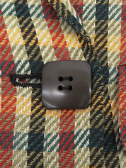 チェックパターンスクエアボタンジャケット グリーン/レッド/イエロー