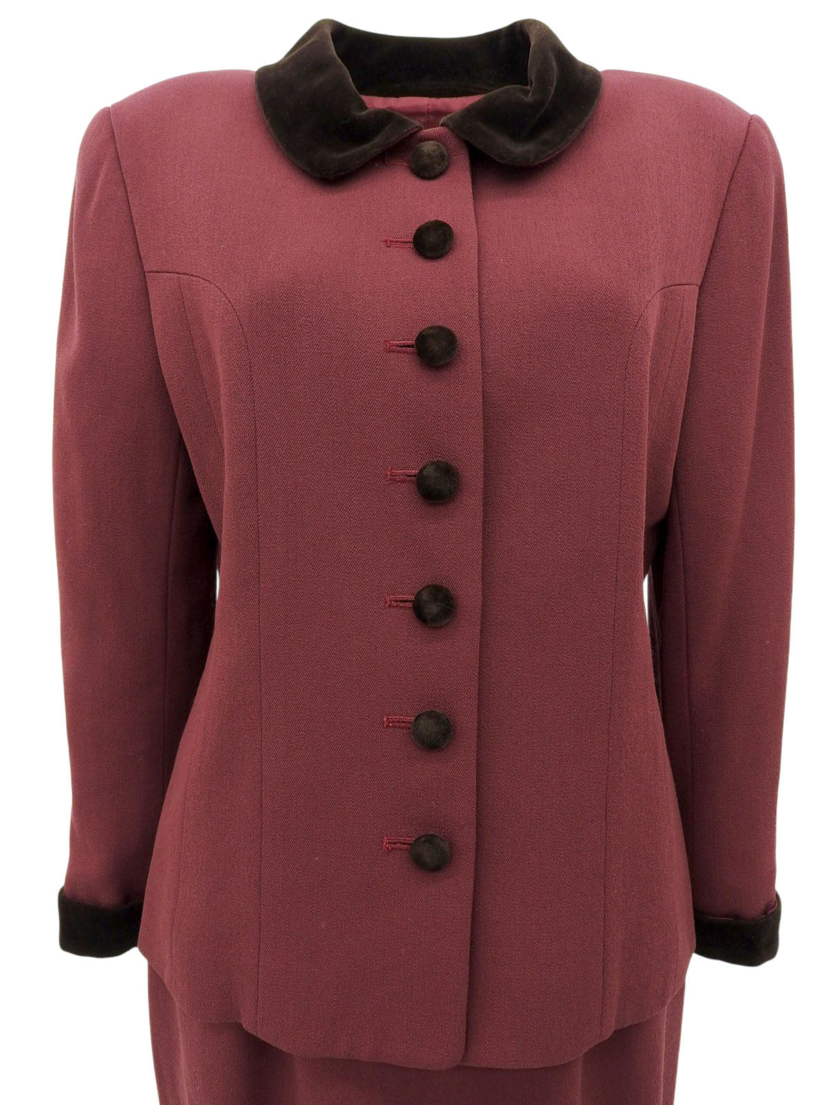 ウールベロアコンビセットアップ ボルドー/ブラウン