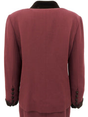 ウールベロアコンビセットアップ ボルドー/ブラウン