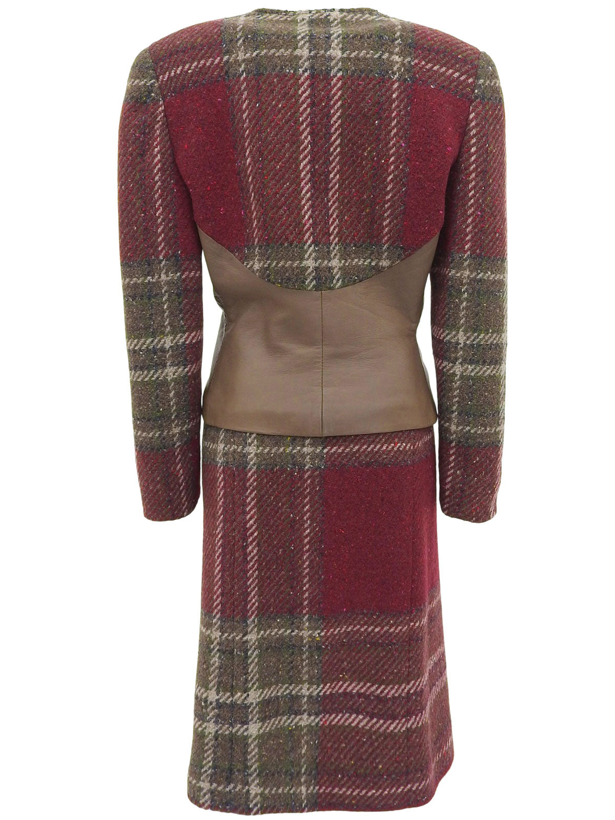 チェックパターンウエストベルトセットアップ ボルドー/カーキ/マルチ