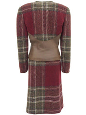 チェックパターンウエストベルトセットアップ ボルドー/カーキ/マルチ