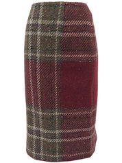 チェックパターンウエストベルトセットアップ ボルドー/カーキ/マルチ