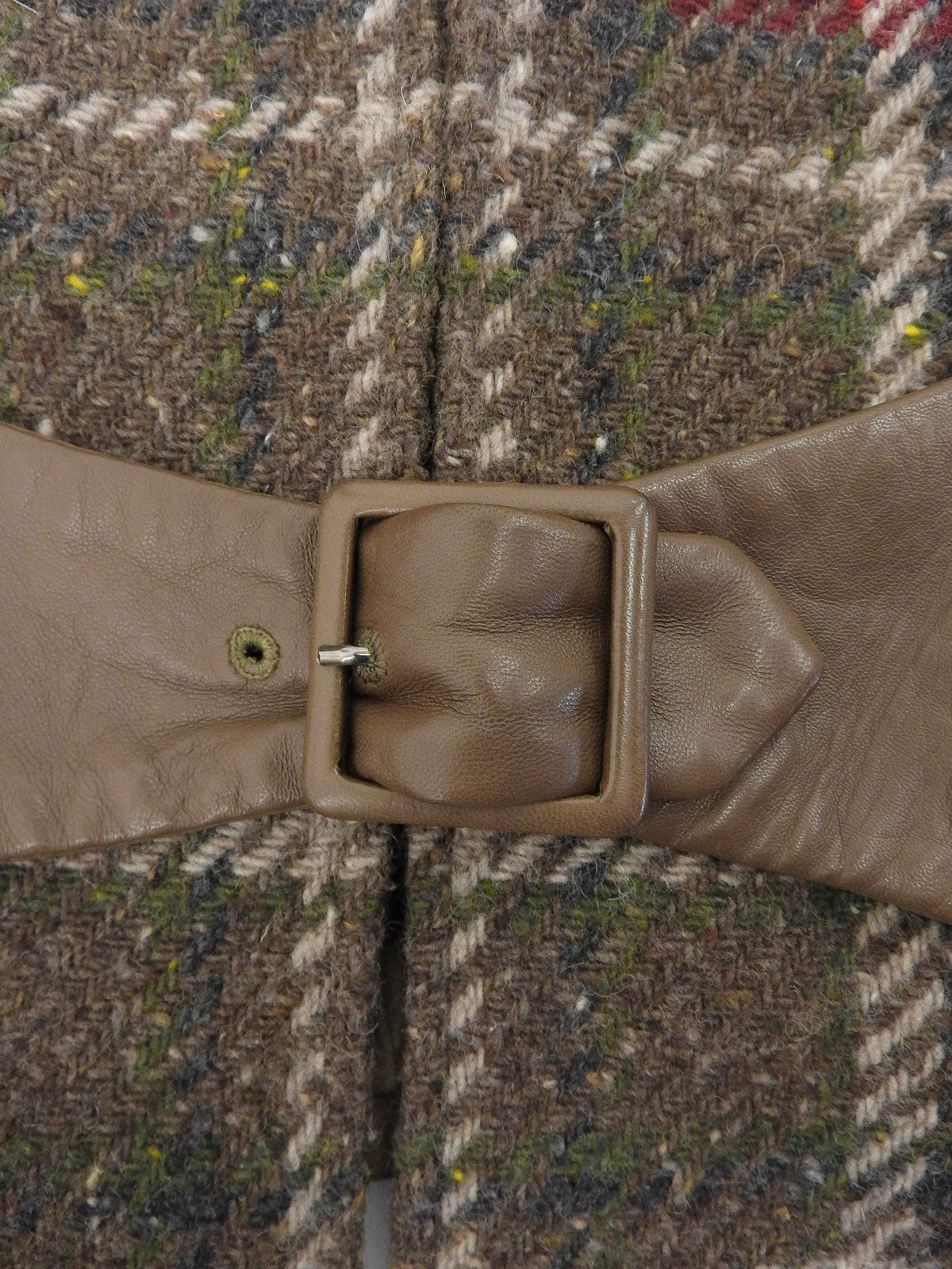 チェックパターンウエストベルトセットアップ ボルドー/カーキ/マルチ