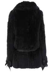 リボンデザインファーコート ブラック