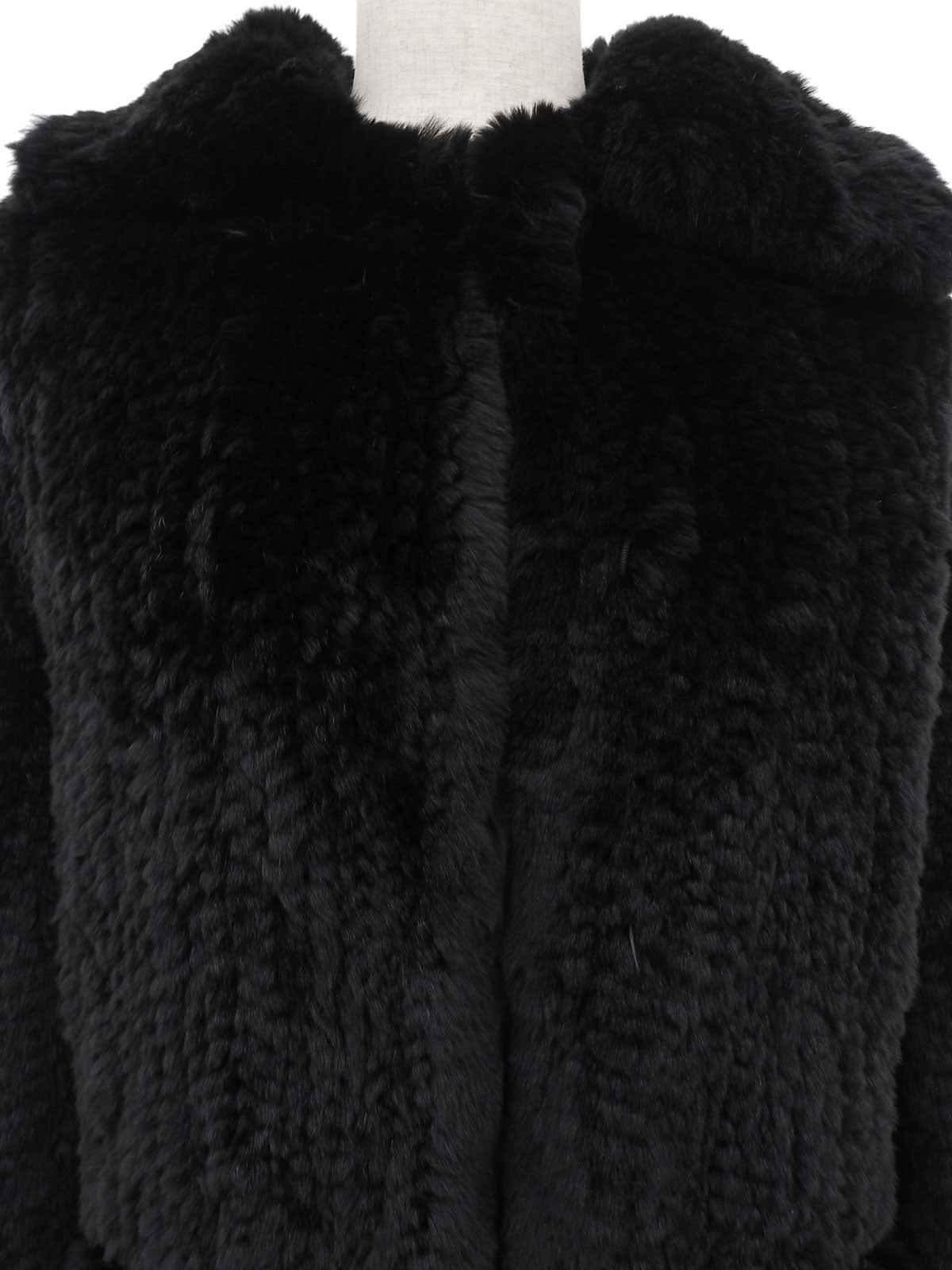 リボンデザインファーコート ブラック