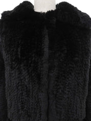 リボンデザインファーコート ブラック