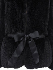 リボンデザインファーコート ブラック