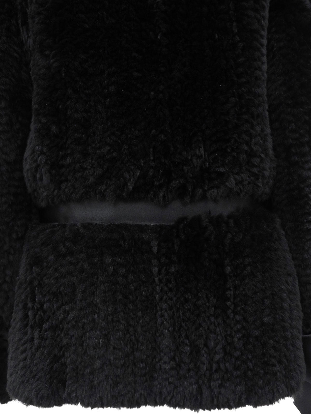 リボンデザインファーコート ブラック