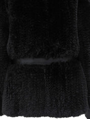 リボンデザインファーコート ブラック