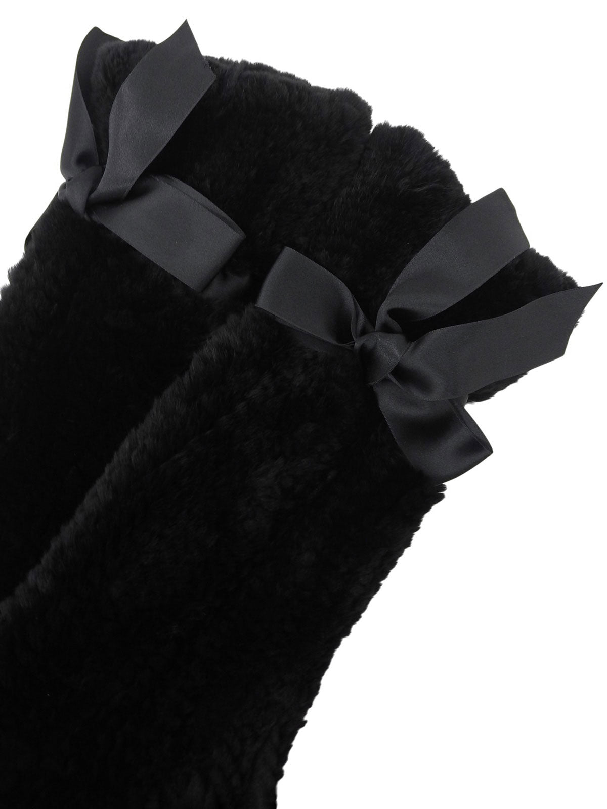 リボンデザインファーコート ブラック