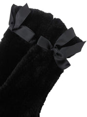 リボンデザインファーコート ブラック