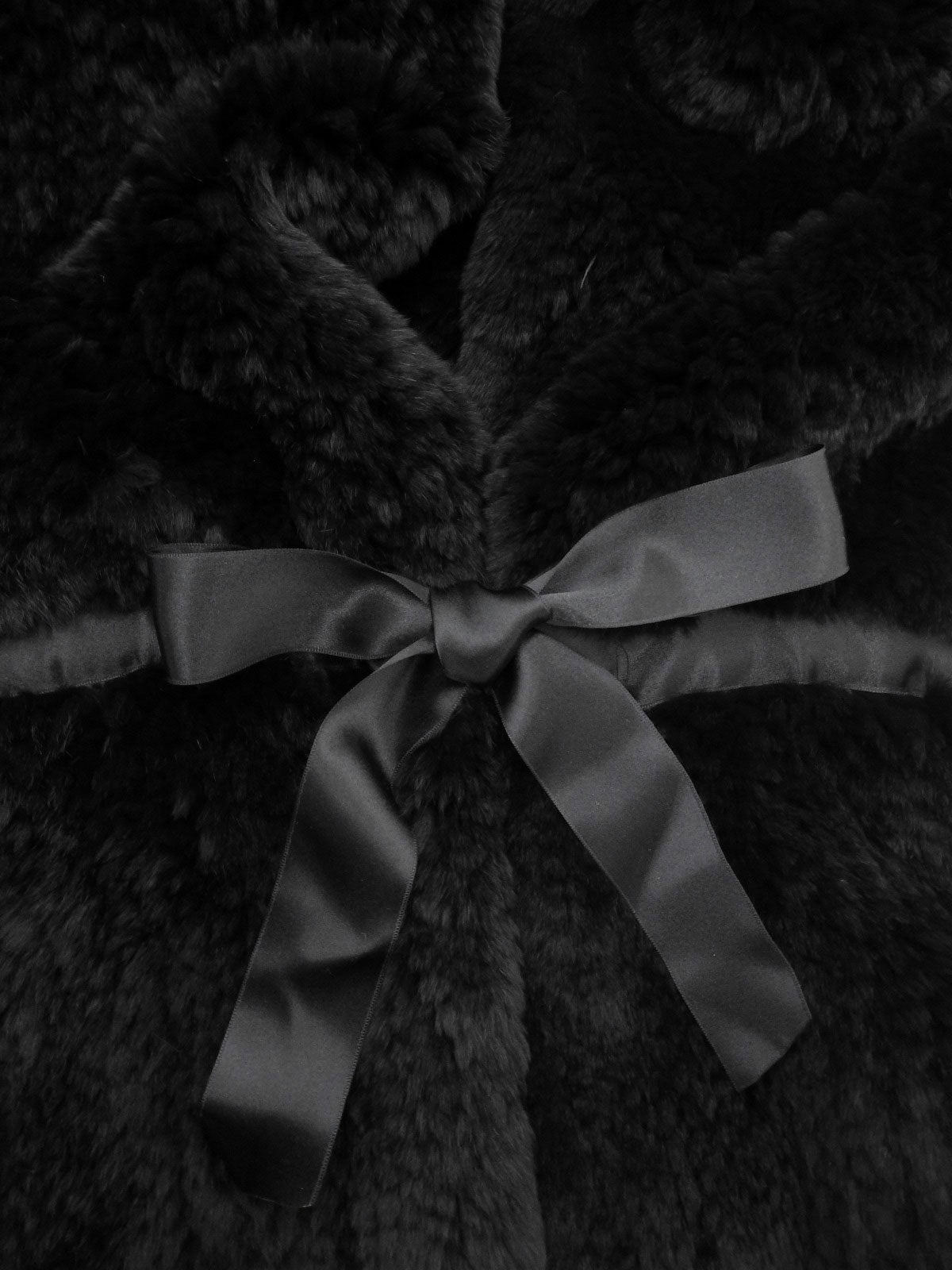 リボンデザインファーコート ブラック