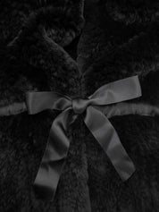 リボンデザインファーコート ブラック