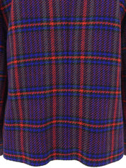 ウールチェックパターンノーカラージャケット レッド/ブルー/マルチ