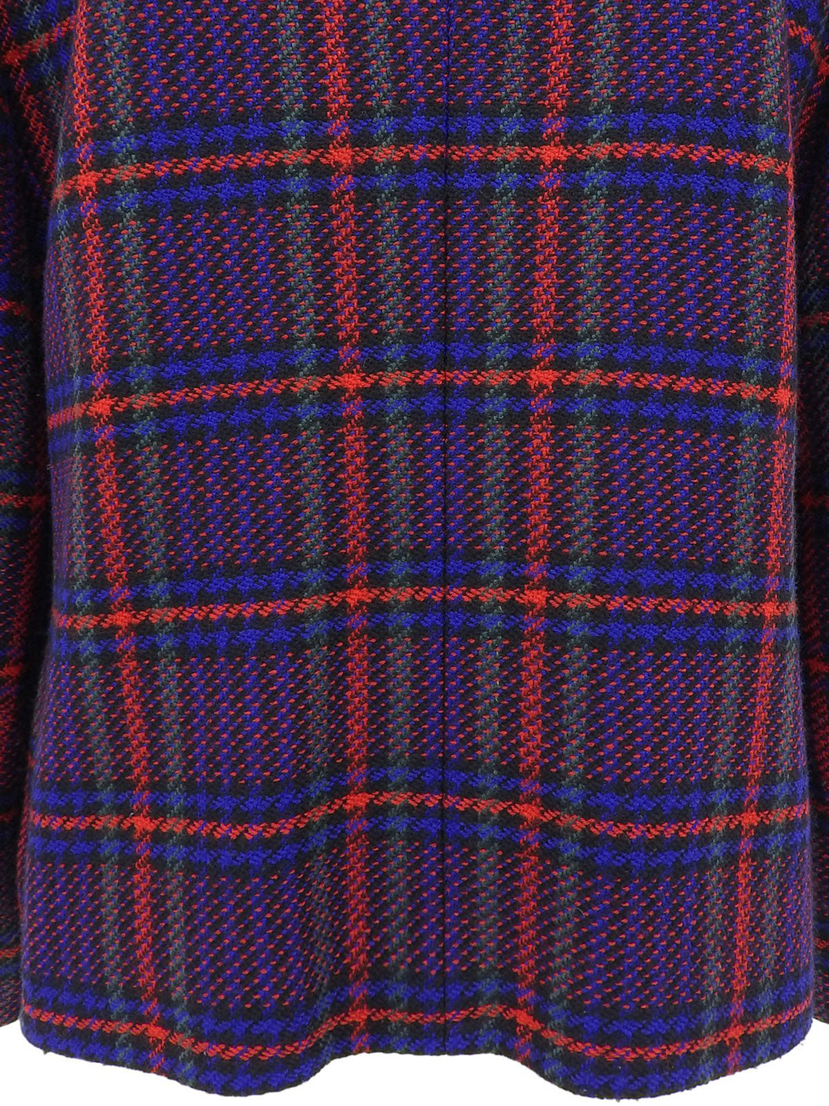 ウールチェックパターンノーカラージャケット レッド/ブルー/マルチ