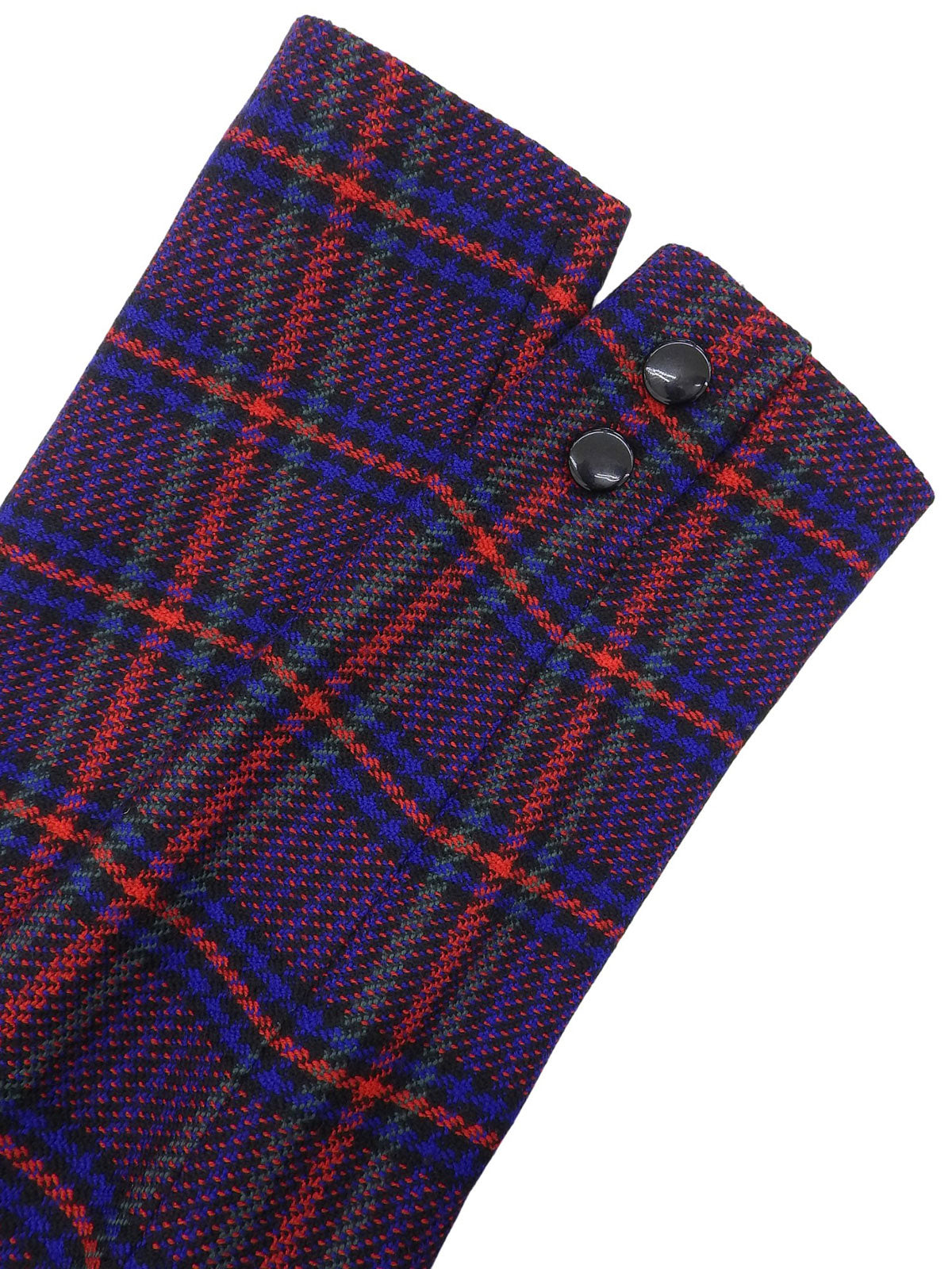 ウールチェックパターンノーカラージャケット レッド/ブルー/マルチ