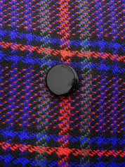 ウールチェックパターンノーカラージャケット レッド/ブルー/マルチ