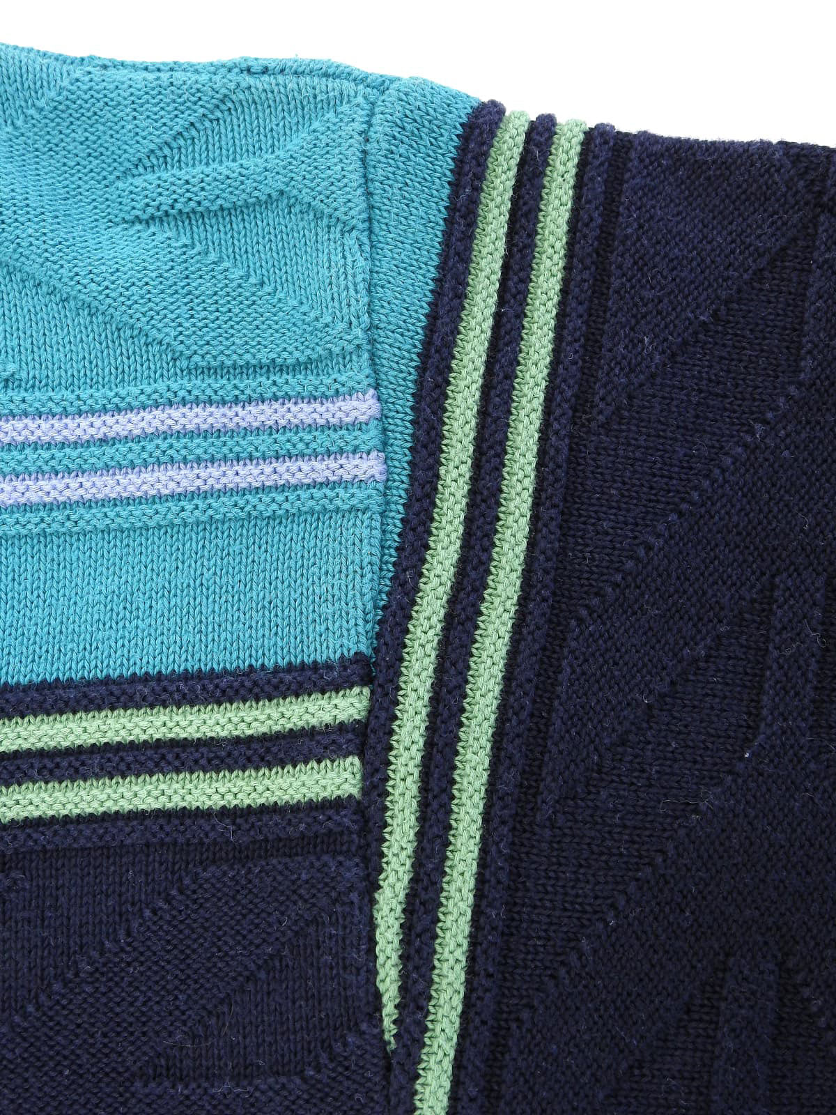 Border Pattern Knit Sweater in Green/Purple/Multi