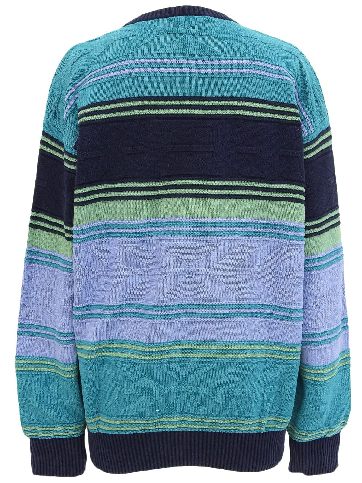 Border Pattern Knit Sweater in Green/Purple/Multi