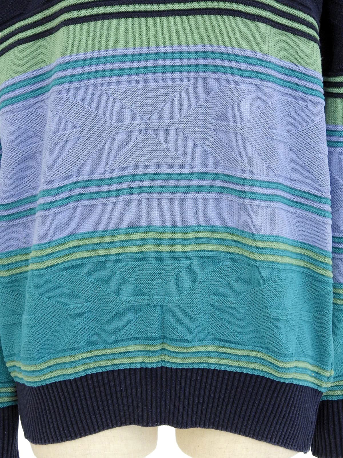 Border Pattern Knit Sweater in Green/Purple/Multi