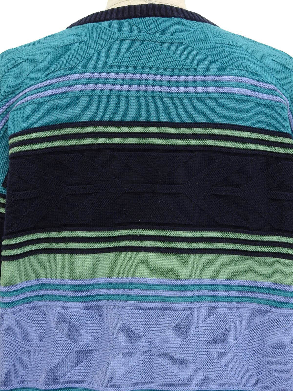 Border Pattern Knit Sweater in Green/Purple/Multi