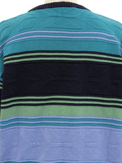 Border Pattern Knit Sweater in Green/Purple/Multi