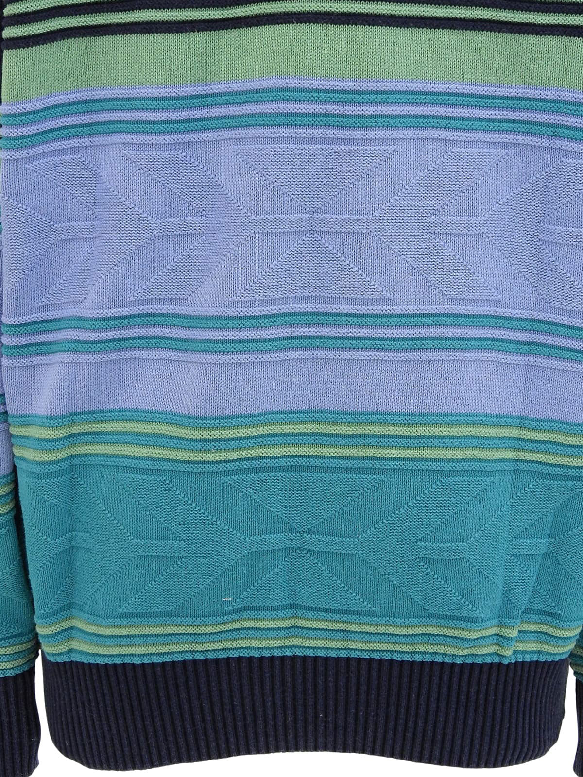 Border Pattern Knit Sweater in Green/Purple/Multi