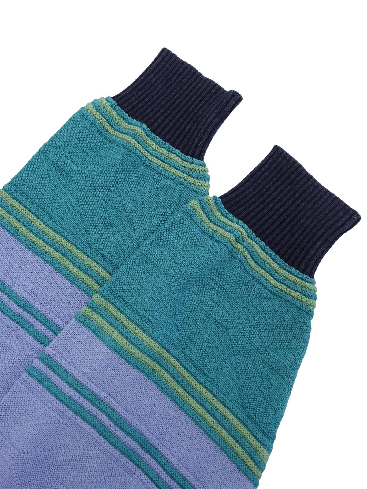 Border Pattern Knit Sweater in Green/Purple/Multi