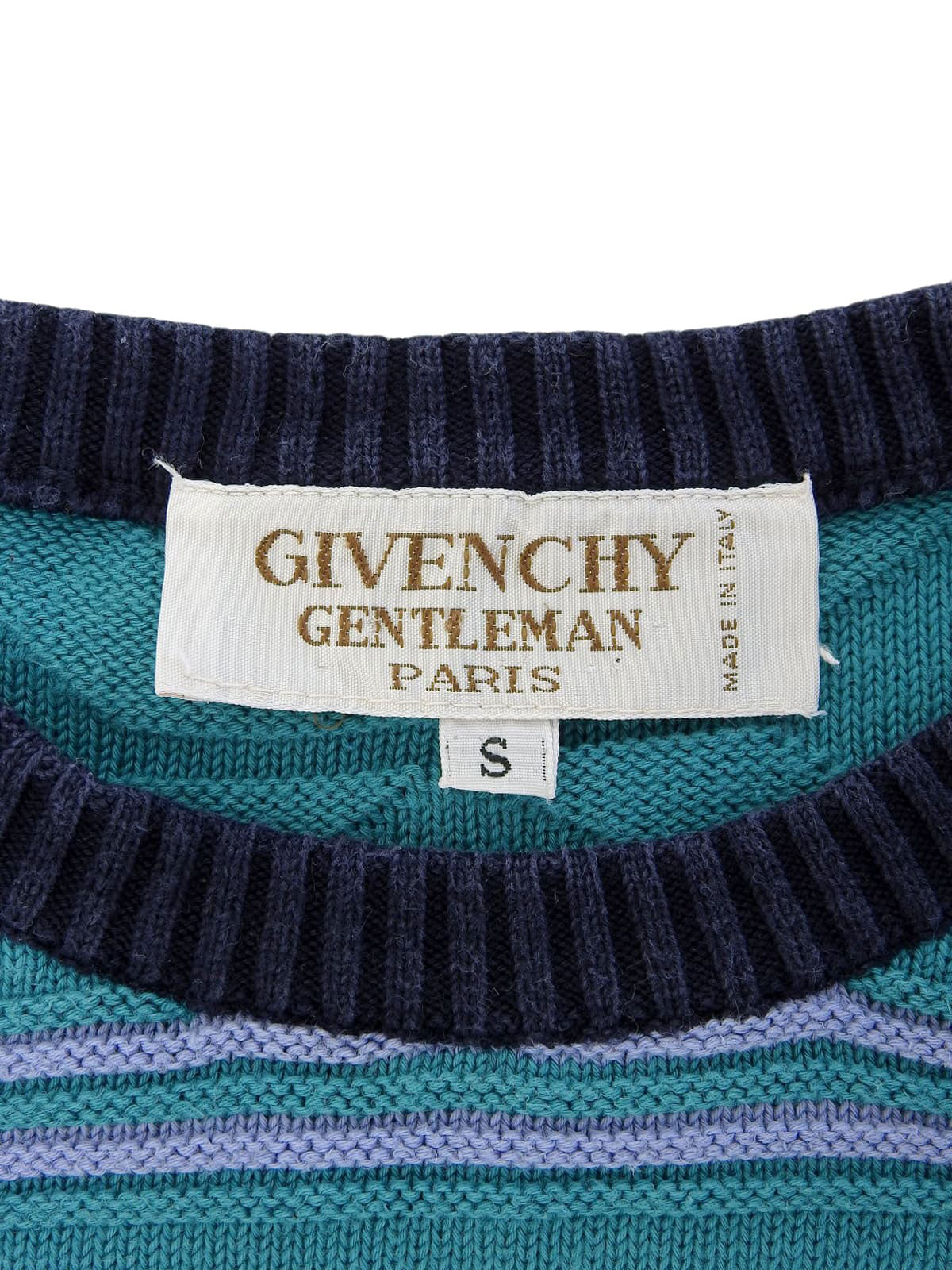 Border Pattern Knit Sweater in Green/Purple/Multi