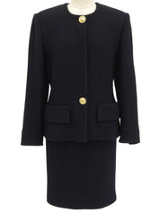 Macadam Button Collarless Set in Black