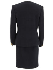 Macadam Button Collarless Set in Black