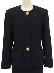 Macadam Button Collarless Set in Black