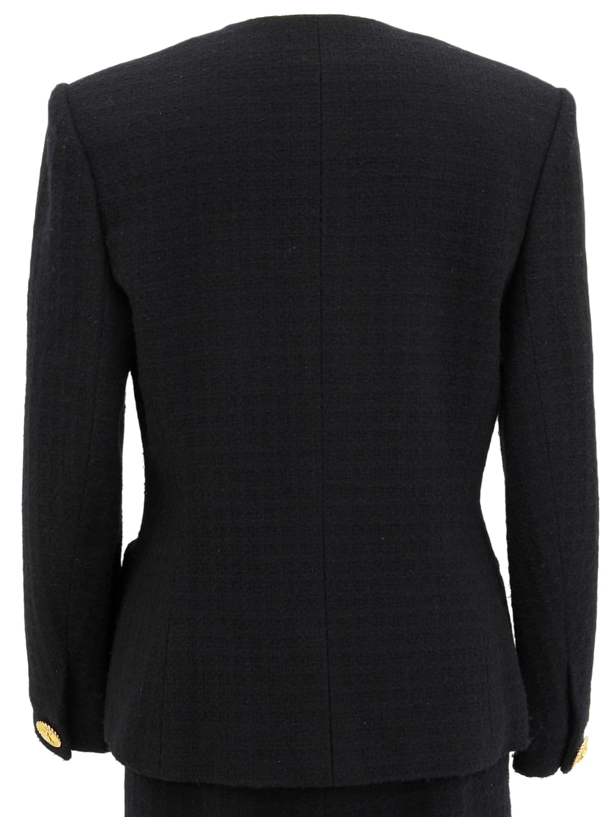 Macadam Button Collarless Set in Black