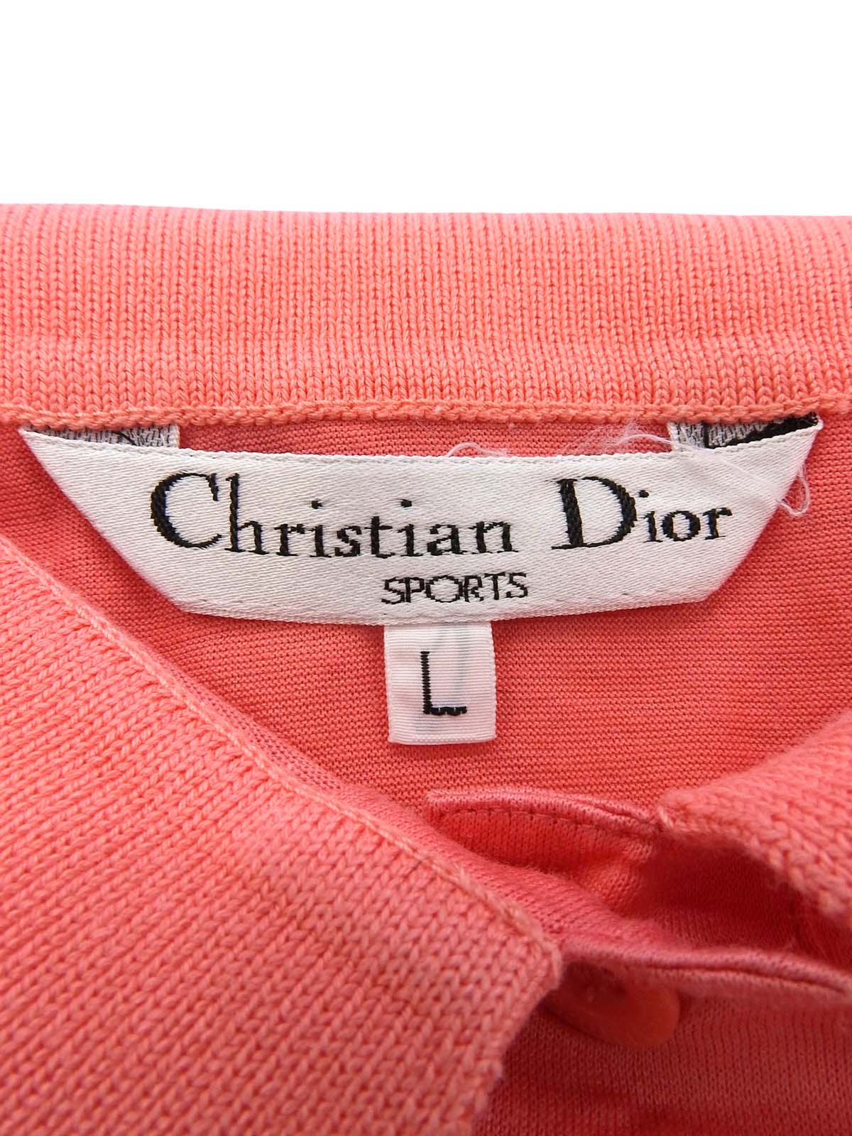 ロゴ刺繍長袖ポロシャツ コーラルピンク