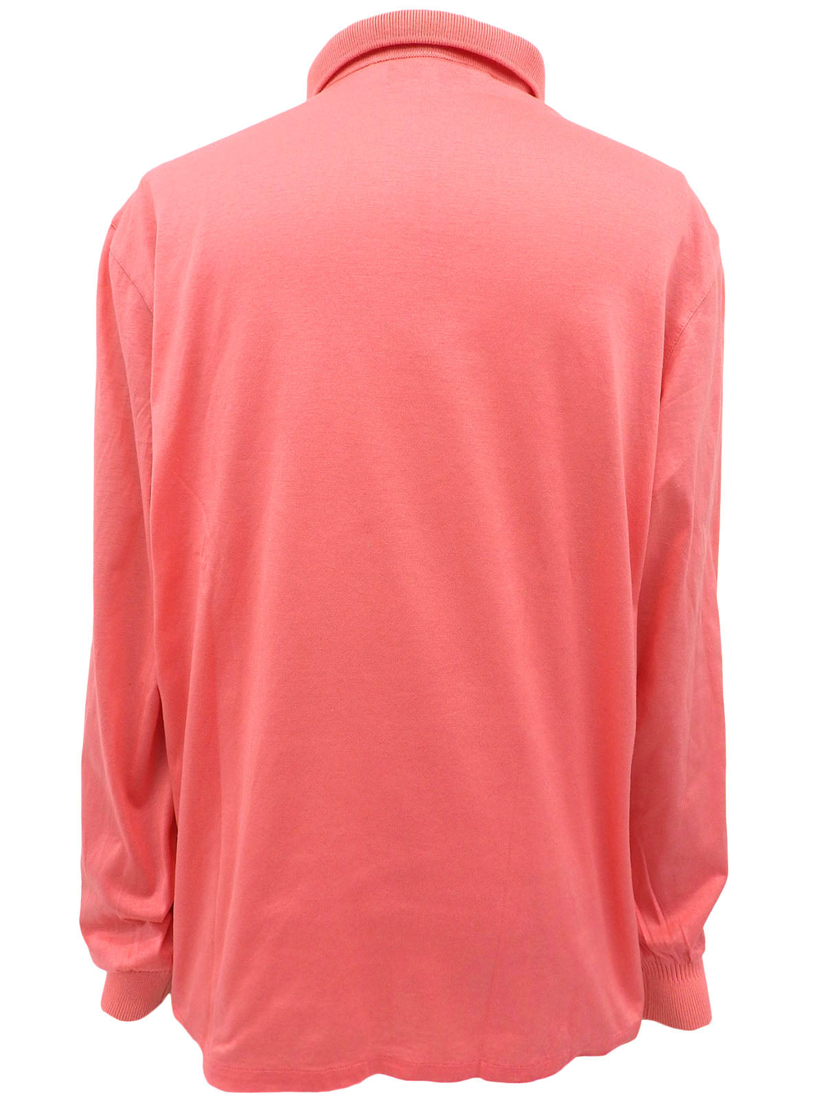 ロゴ刺繍長袖ポロシャツ コーラルピンク