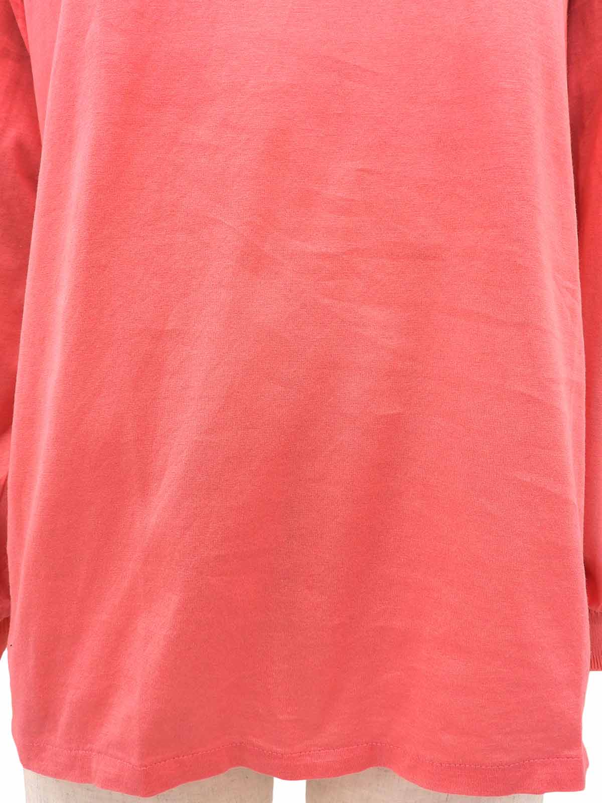 ロゴ刺繍長袖ポロシャツ コーラルピンク