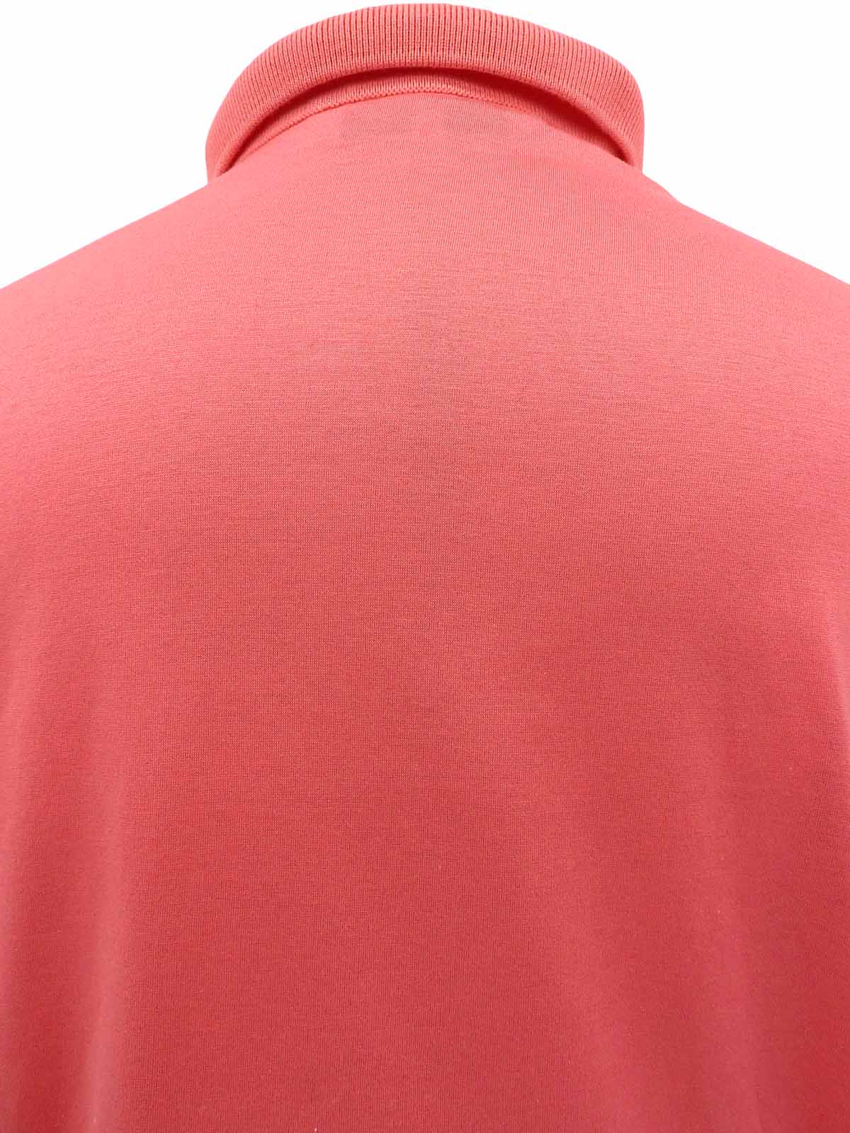 ロゴ刺繍長袖ポロシャツ コーラルピンク