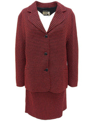 Wool Check Pattern Set in Red/Black