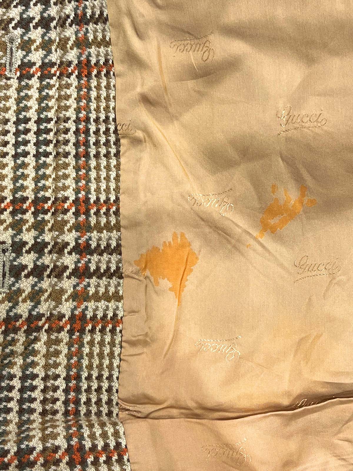 チェックパターンロゴボタンコート ベージュ/ブラウン