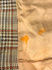 チェックパターンロゴボタンコート ベージュ/ブラウン