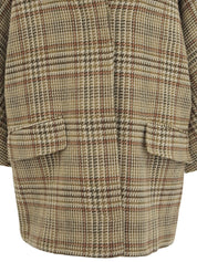 チェックパターンロゴボタンコート ベージュ/ブラウン