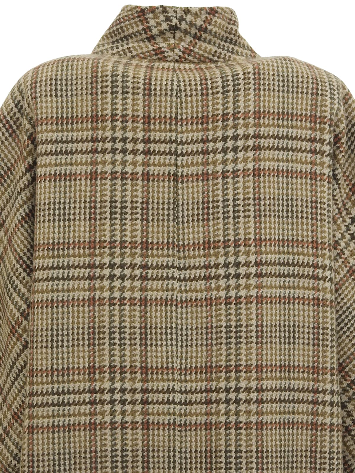 チェックパターンロゴボタンコート ベージュ/ブラウン