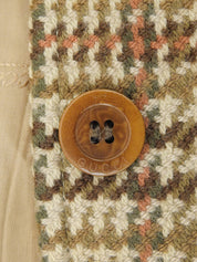 チェックパターンロゴボタンコート ベージュ/ブラウン