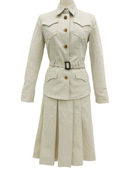 ベルテッドプリーツスカートセットアップ アイボリー