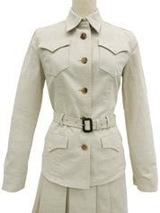 ベルテッドプリーツスカートセットアップ アイボリー