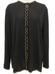 シースルーデザインカーディガン ブラック/イエロー