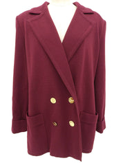 ウールロゴボタンニットジャケット ボルドー